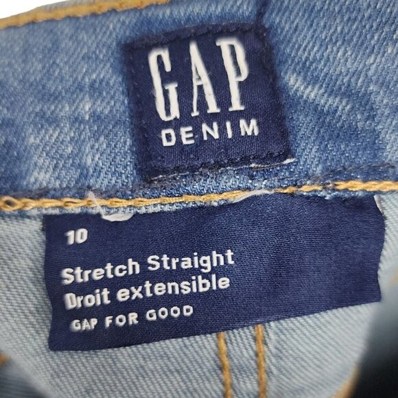 GAP Kids Denim Boys Stretch Straight Jeans Medium Wash Size 10 - Picture 6 of 9